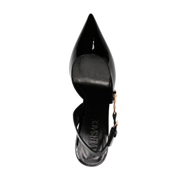 NEW VERSACE SAFETY PIN PATENT LEATHER SLINGBACK PUMPS - Picture 2 of 11